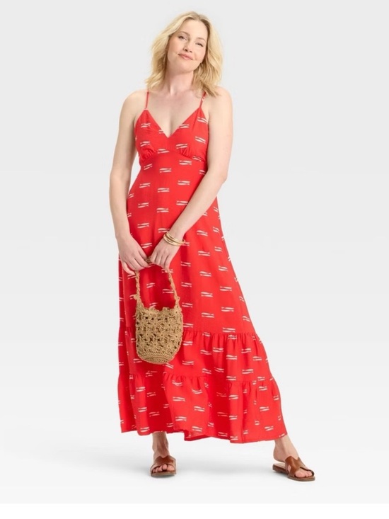 a new day Dresses & Skirts - NWT A New Day Red Maxi Dress with White Print